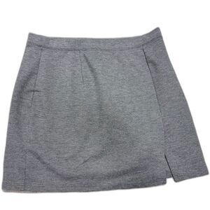 Express Mini Skirt L Charcoal Gray Bodycon Front Slit Preppy Y2K Coquette Flirty